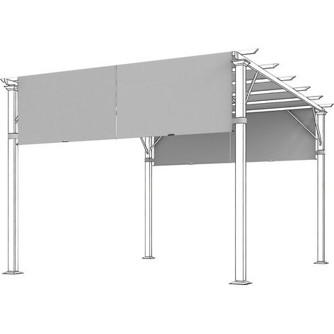 Toiture De Remplacement Pour Pergola - Tissu Polyester 180 G M2 Anti UV - Pour Pergola 3 X 3 M - Gris Clair - 2 Panneaux (1/5)