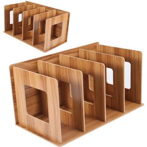 Tbest Bibliothèque de bureau Étagère de bureau en bois pour bricolage, rangement de livres, DVD, porte revues meuble bibliotheque (1/4)