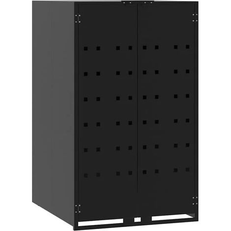 Boîte de rangement à roulettes en acier noir à un seul compartiment (1/5)
