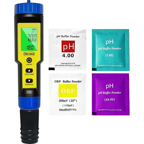 pH Chlore Mètre Piscine 7 EN 1, Tester pH Chlore TDS EC Salinité ORP et Température avec ATC, Testeur Qualité Eau étanche IP67, précision élevée 0,01 pour eau potable, hydroponie, spa (1/5)