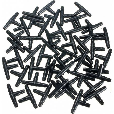 Conector en T de 100 piezas, conector en T de 4/7 mm, conector de riego de PVC (1/5)