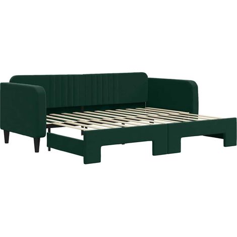 Maison Exclusive - Tagesbett Ausziehbar Dunkelgrün 90x200 cm Samt