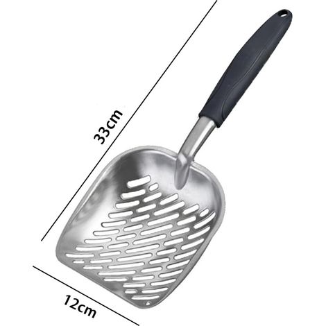 Für antihaftbeschichtete Katzenstreuschaufel, robust und langlebig, Aluminium, für Kätzchen, schwarz