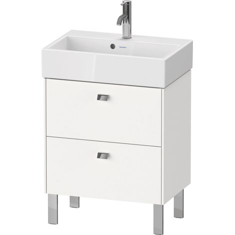 Duravit Brioso meuble sous lavabo debout Compact 58,4 x 38,9 cm, 2 tiroirs, avec découpe pour siphon et tablier, pour lavabo Vero Air 236860, Couleur (avant/corps): Décor blanc mat, poignée chromée - BR440901018 (1/2)
