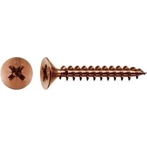 Vite truciolare testa svasata piana 2,5x 10mm bronzata panelvit. Prezzo per 100 pezzi.