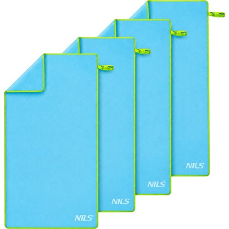 Asciugamano in microfibra, blu-verde, 180x100 cm, confezione da 4 (1/5)