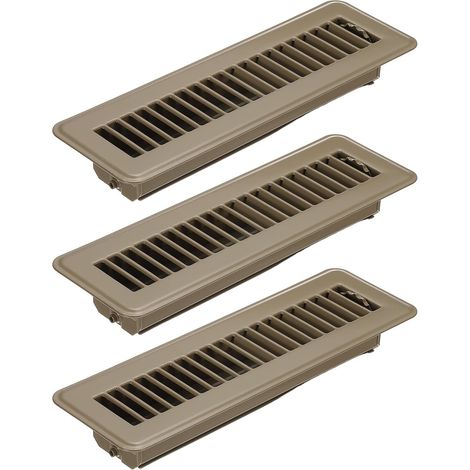 10 X 2 Pouces Grille de Sol, 3Pcs Couverture de Ventilation D'Air Robuste en Acier Ajustable Décorative Facile à Ajuster Grilles de Sol pour Maison Bureau, Marron (1/5)