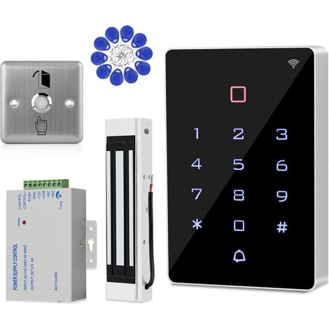 Clavier d'accès de sécurité Clavier RFID étanche Contrôleur Lecteur de carte 2000 utilisateurs 180 kg Serrure magnétique Ouvre-porte Alarme sortie (1/5)