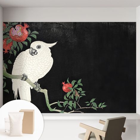 Papier peint intissé mural installation rapide du papier peint durable et résistante - Colle incluse gratuite Perroquet grenat 152x104 cm (1/5)
