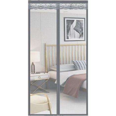 Rideau anti-moustique magnétique, rideau anti-moustique à fermeture automatique, 110 x 220 cm (gris) (1/4)