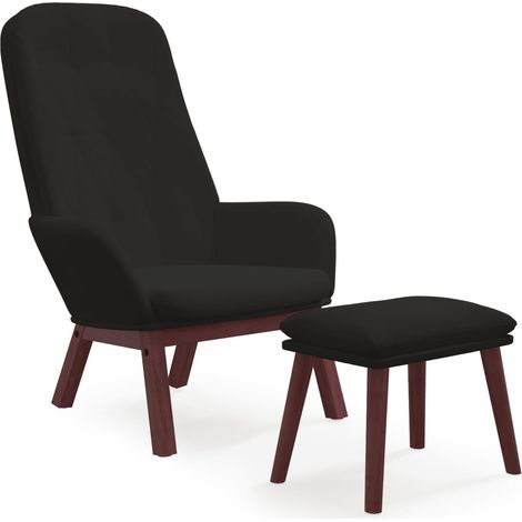 Chaise de relaxation avec repose-pied Noir Velours vidaXL (1/5)