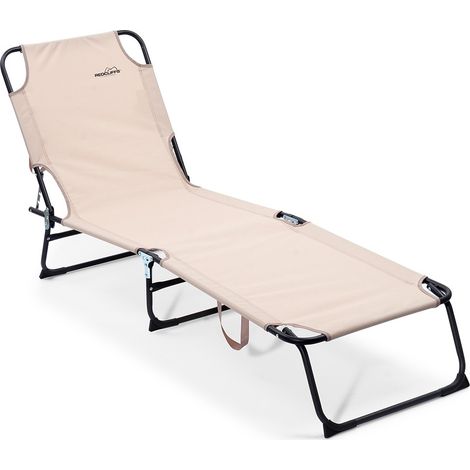 Beigefarbener, faltbarer Gartenstuhl, Strandstuhl für Terrasse, Balkon, Garten