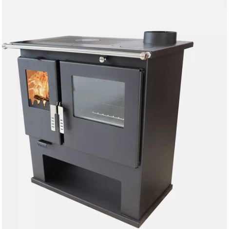 Cucina a Legna con Forno Inox Verso CS 7.7 kW Nero – Uscita Destra (1/5)