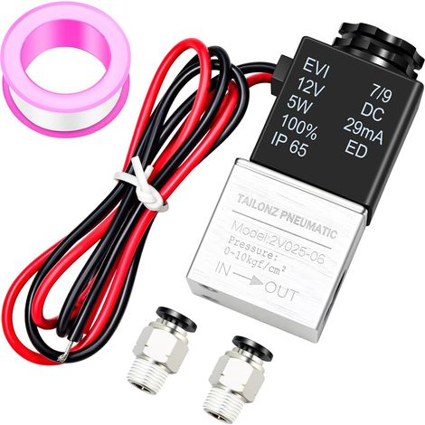 Normally Closed Air Solenoid Valve 1/4" BSP 12V 2 Way 2v025-08 (1/5)