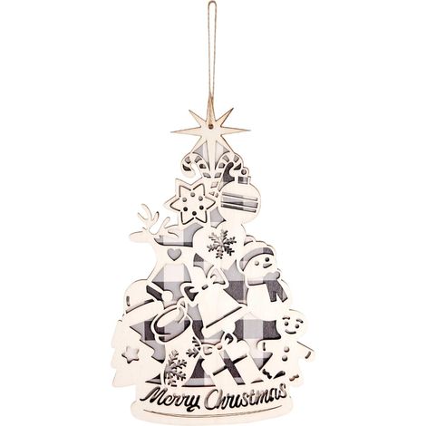 Décorations pour Arbre De Noël Charme Décoratif en Bois avec Cordon Décoration Pour Sapin De Noël Pour Mur De La Chambre Fenêtre De La Salle De Classe Pièce Jardin Extérieur Devant Saint (1/5)