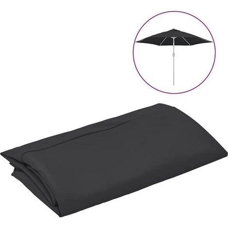 Toile de rechange pour parasol d'extérieur, noire, 300 cm (1/5)