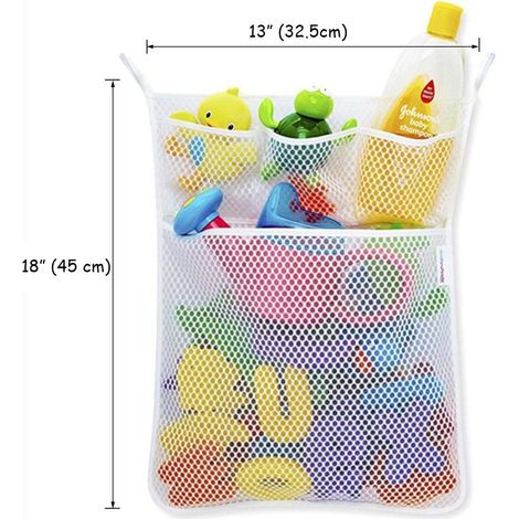 Filet de Rangement Salle de Bain Jouet de Stockage Sac à Jouet du Bain Avec 2 Crochets Robustes Auto-Adhésifs (1/5)
