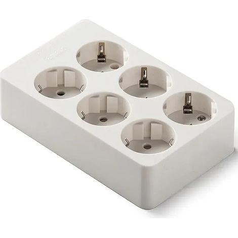 Base de 6 tomas TT lateral superficie 250V 16A Beige