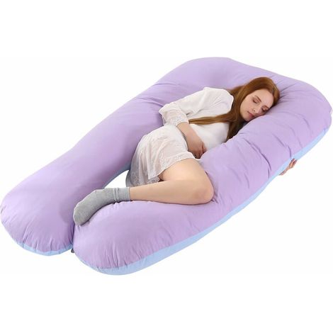 Cuscino per gravidanza completo a forma di U, 57 x 31 pollici (viola e blu) (1/5)