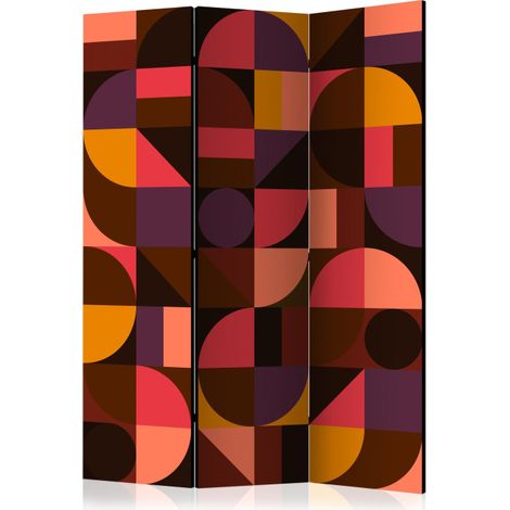 Paravent 3 Volets "Geometric Mosaic Red" 135x172cm (1/2)