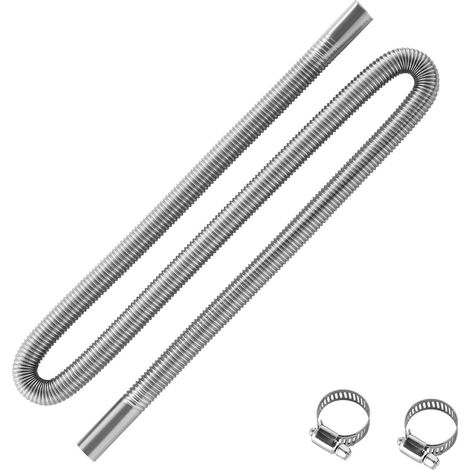 Tuyau d'Échappement pour Chauffage Diesel en Acier Inoxydable 149 cm, Flexible d’Échappement pour Réchauffeur de Stationnement 2 kW/5 kW/8 kW, avec 2 Colliers de Serrage, pour Entretien (1/5)