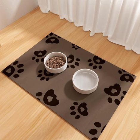 Tapis d'alimentation pour Animaux 40x60cm, Tapis Absorbant pour la Gamelle du Chien, Tapis Antidérapant pour Les Chiens, Marron (1/5)