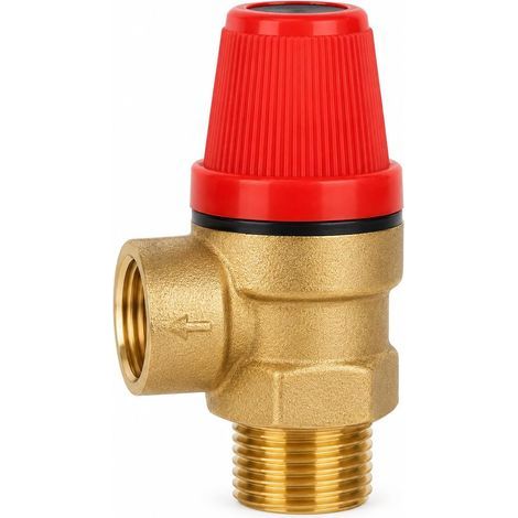 G1/2'' Soupape de Sécurité, DN15 Soupape de Surpression en Laiton, Filetage Valve de Sécurité pour Furnace Suspendu à Ressort, Vanne de Securite pour Chauffe Eau Fermés (3 Bar) (1/5)