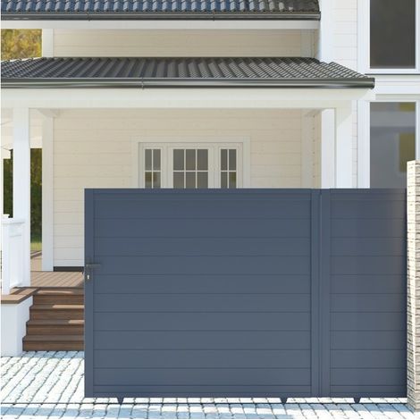 Portail coulissant aluminium anthracite 350x173 cm Garde (1/5)