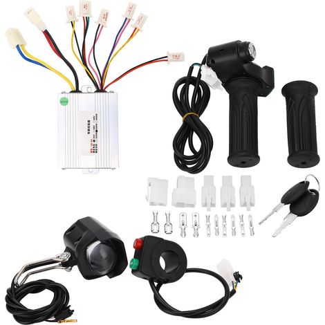 24V 500W Contrôleur de Vitesse avec Phare, Poignée d'Accélérateur Verrouillable et Clés pour Vélo Électrique Scooter (1/5)