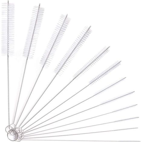 Brosse de nettoyage pour tubes et biberons – Lot de 12 pièces en nylon résistant, idéale pour bouteilles en verre, bouilloires et claviers (1/5)