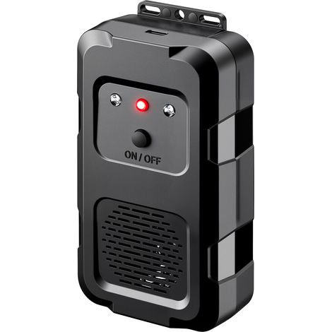 Wiltec Répulsif fouine/martre à ultrasons avec flash LED, portée 20 m², 4×AA / USB‑C / connexion voiture, marche/arrêt auto, pour voiture, maison, jardin, garage
