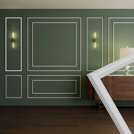 HEXIM Stuckleisten Wandrahmen-Sets HDPS Weiß - verschiedene Größen für Wand Decke Spiegel Bilderrahmen: 23 x 12 mm - RM 16, B - 140 x 42 cm (1/5)