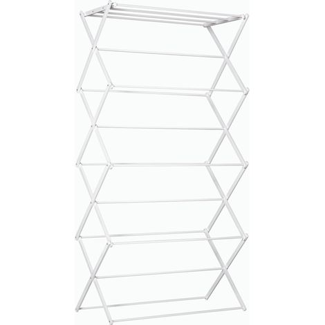 Séchoir à tour pliable 8 niveaux métal plastique blanc 74x35x144 cm