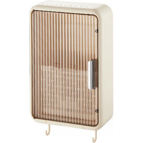 Porte-baguettes mural, organisateur de baguettes avec couvercle, égouttoir et anti-poussière, couleur crème. (1/5)