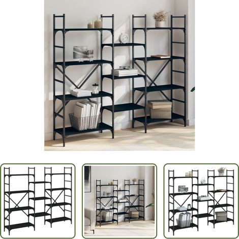 Étagère de décoration - Bibliothèque noir 160x28,5x136,5 cm bois d'ingénierie (1/5)