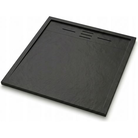 Receveur de douche - 80x80cm - Noir - Profil bas - SMC - Siphon (1/5)