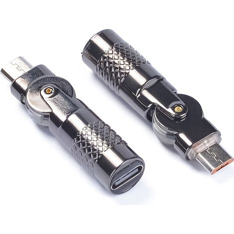 Rotating zinc alloy Type-C to MicroUSB charging adapter, data transmission and charging with a current of 3A (1/4)