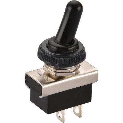 Metal Interrupteur À Bascule Flip 12V 25A SPST On/Off 2 Position 2 Broches Pour Voiture Dash Light Avec Capuchon Imperméable À L'eau, 5pcs (1/4)