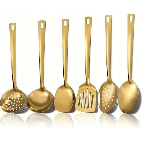 6 pièces or Ensemble d’ustensiles de cuisine, Inoxydable Ustensiles de Cuisine Set, Ustensiles de Cuisine Grattoir Set, Cuillère à Cuisson, Gadgets de Cuisine Accessoires (1/5)