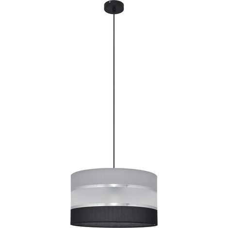 Helam HELEN Plafonnier Suspension Cylindrique Gris, Argent, Noir 35cm