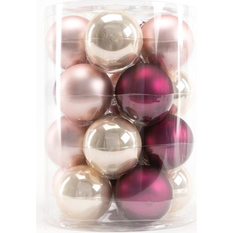 TrendLine Glaskugelmix Twist Ø 6cm Perle Blush Rosa Magnolia 20Stk Xmas Kugeln (1/3)
