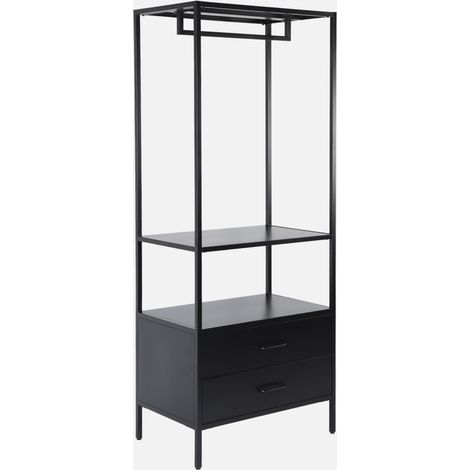 Mueble de entrada, perchero de metal con armario y 2 cajones (1/5)