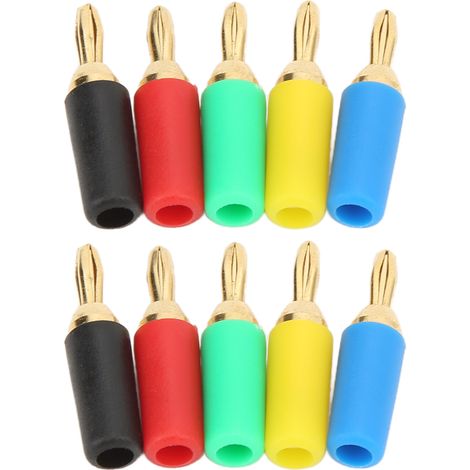 Deux jeux de connecteurs électriques en laiton plaqué or, à vis, de type 4 feuilles, de 2,5 mm/0,1 pouce, à 5 couleurs, avec fiches bananes. (1/5)