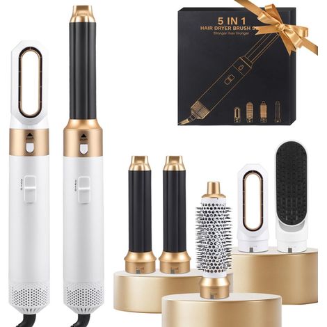 Brosse Sèche-cheveux 5 en 1 Styler, Professionnel Ionique avec 3 Réglages de Chaleur, pour Volumiser, Lisser, Boucler