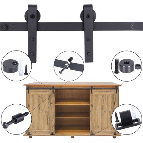 – Kit de rail pour porte coulissante 150 cm – Acier au carbone – Chariot silencieux – Capacité 100 kg – Installation rapide (1/5)