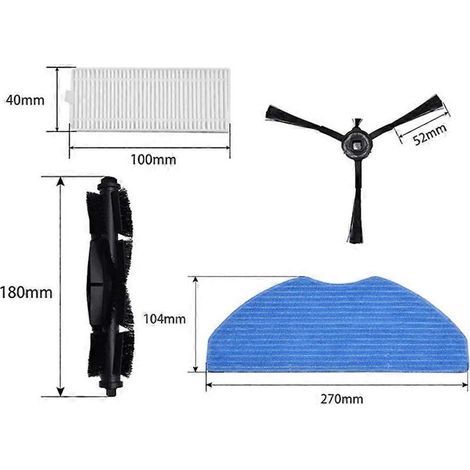 Filtre de brosse latérale principale et serpillière HEPA pour aspirateur robot Polaris PVCR 6001 IQ Home Aqua/Beko VRR80214VB VRR94314VB