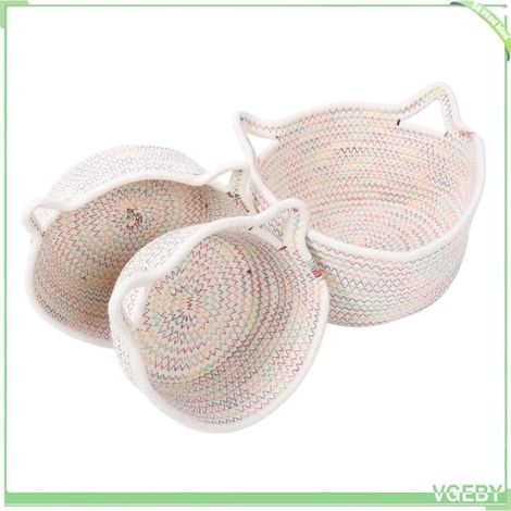 Fafeicy Petit panier tissé de corde de coton (WHITE)Panier De Rangement Tissé 3 Pièces Petit Panier Tissé parfum savon (1/5)
