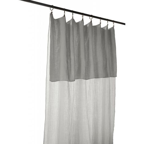 Rideau ajustable + 8 anneaux pince "Gaîa" 140 x 300 cm "Gaze de Coton" - Gaïa Nuage - Gaia Nuage - 1 Panneau ajustable 140 x 300 cm (1/3)