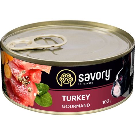 Comida húmeda sabrosa para perros adultos de todas las razas, sabor pavo, 100 g. (1/3)