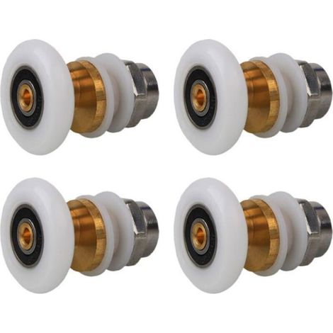 Lot de 4 roulettes pour cabine de douche, roulettes pour porte coulissante, roulettes pour cabine de douche 25 mm (1/3)